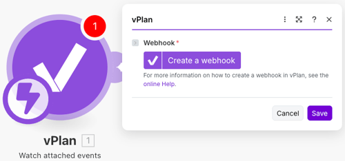 Create a webhook for vPlan in Make