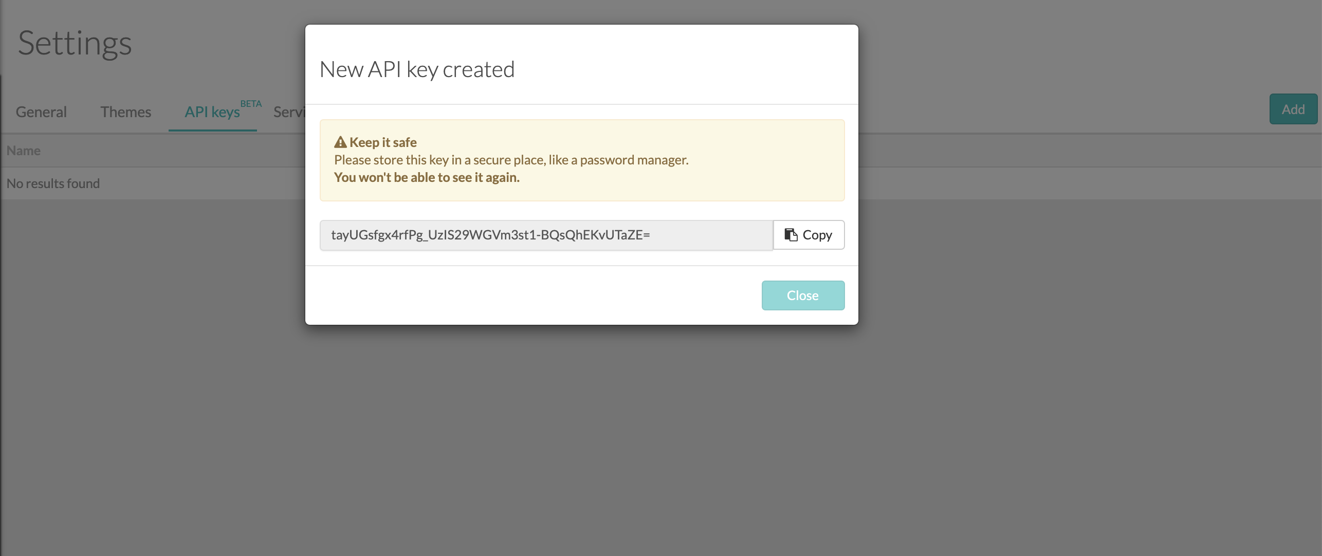 URL API key MoreApp