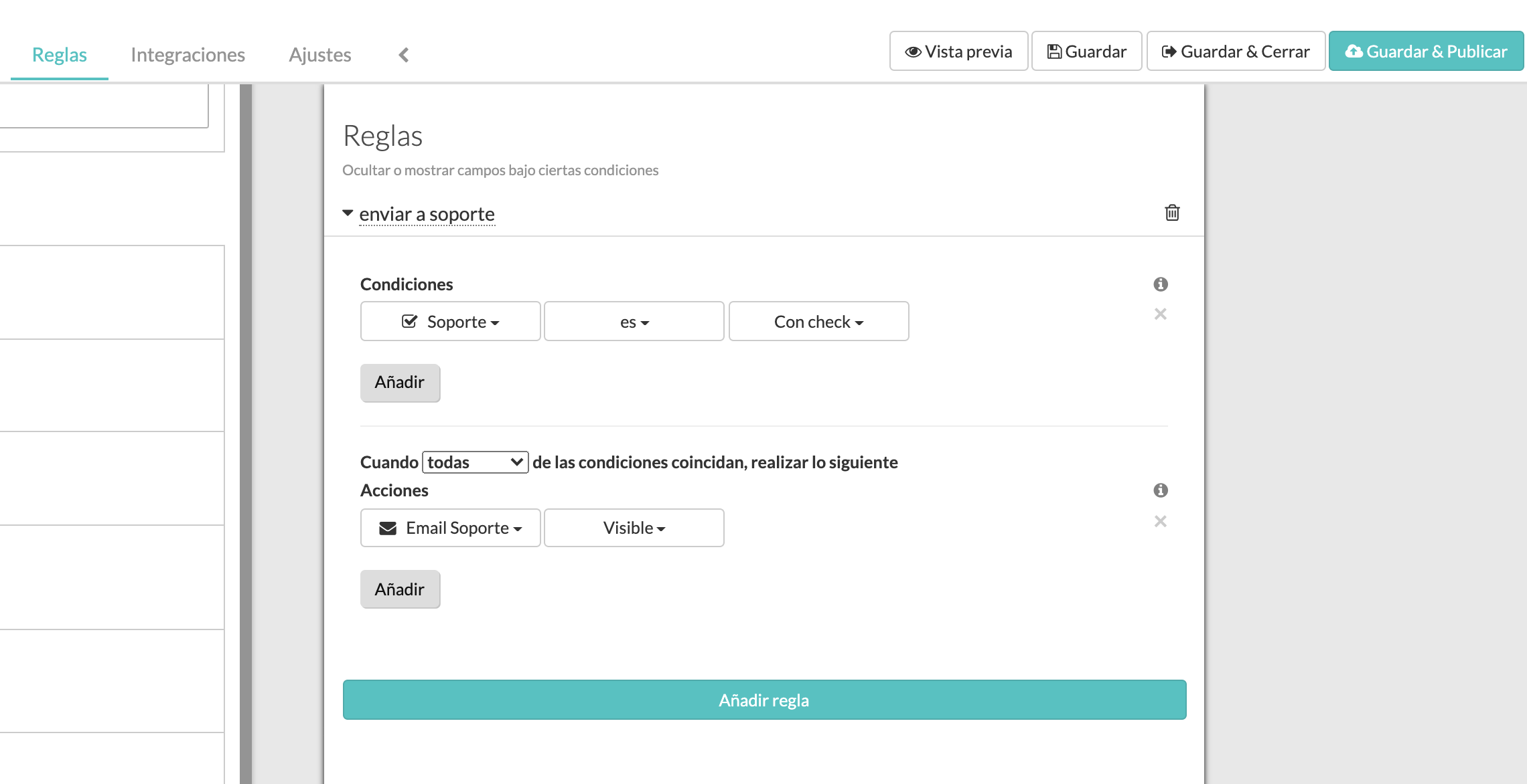 Crea Reglas en los formularios MoreApp