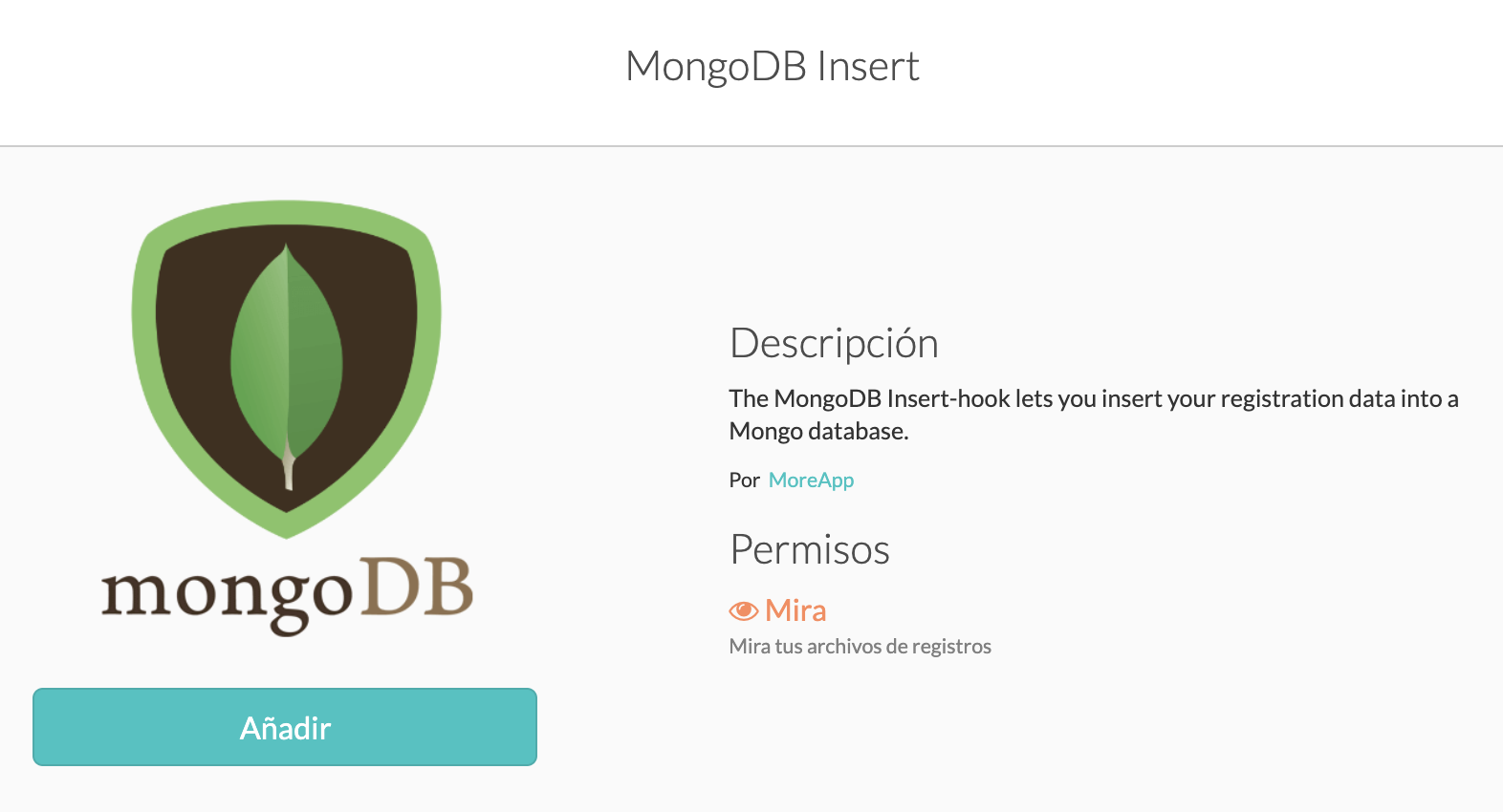 Integra MoreApp con MongoDB