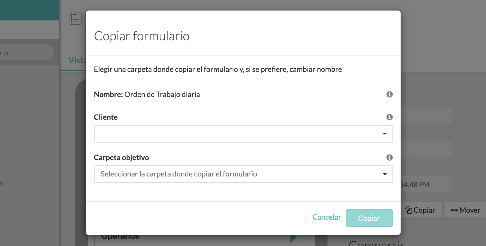 configuracion copiar formulario