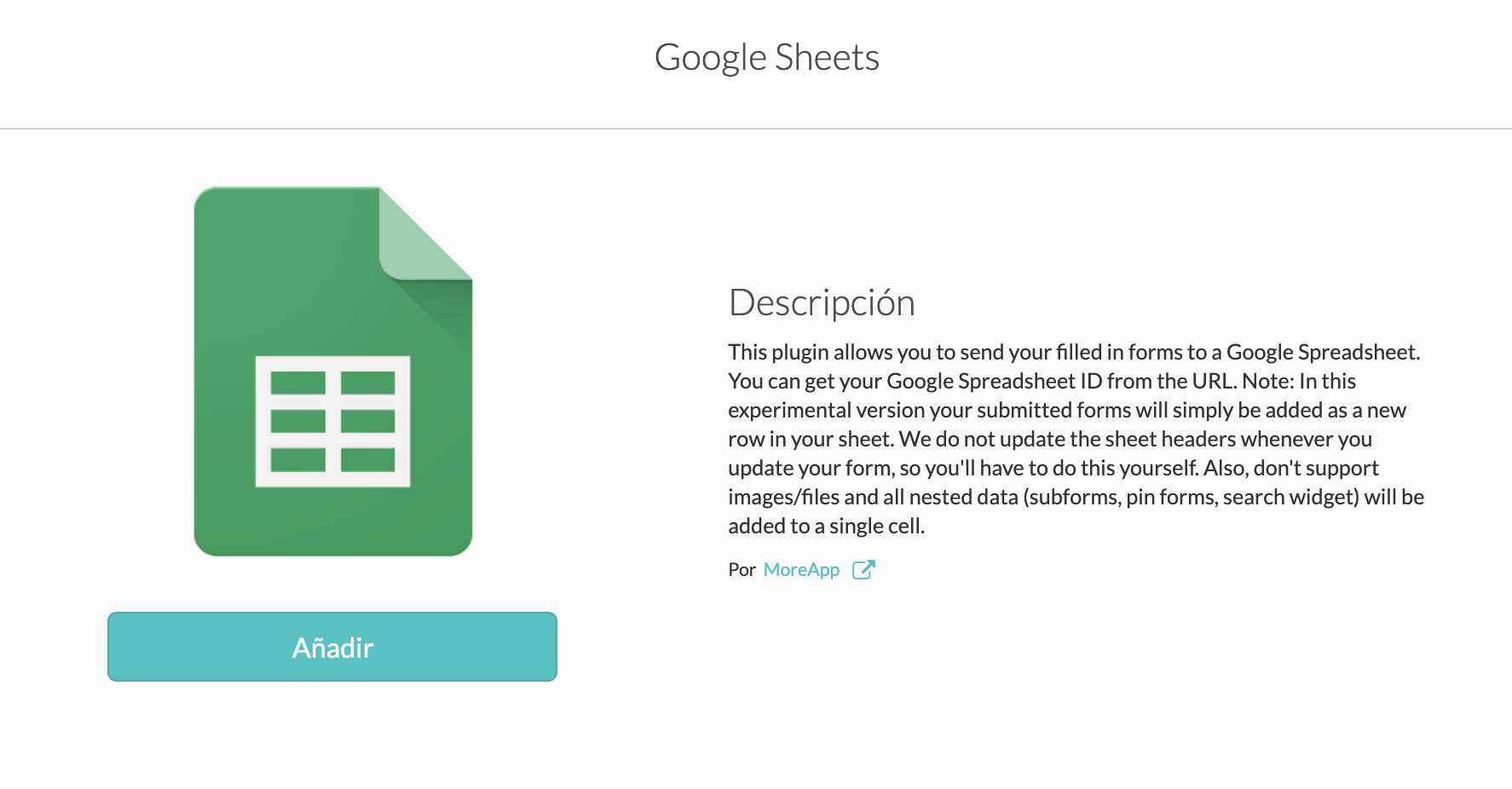 Integración GoogleSheets